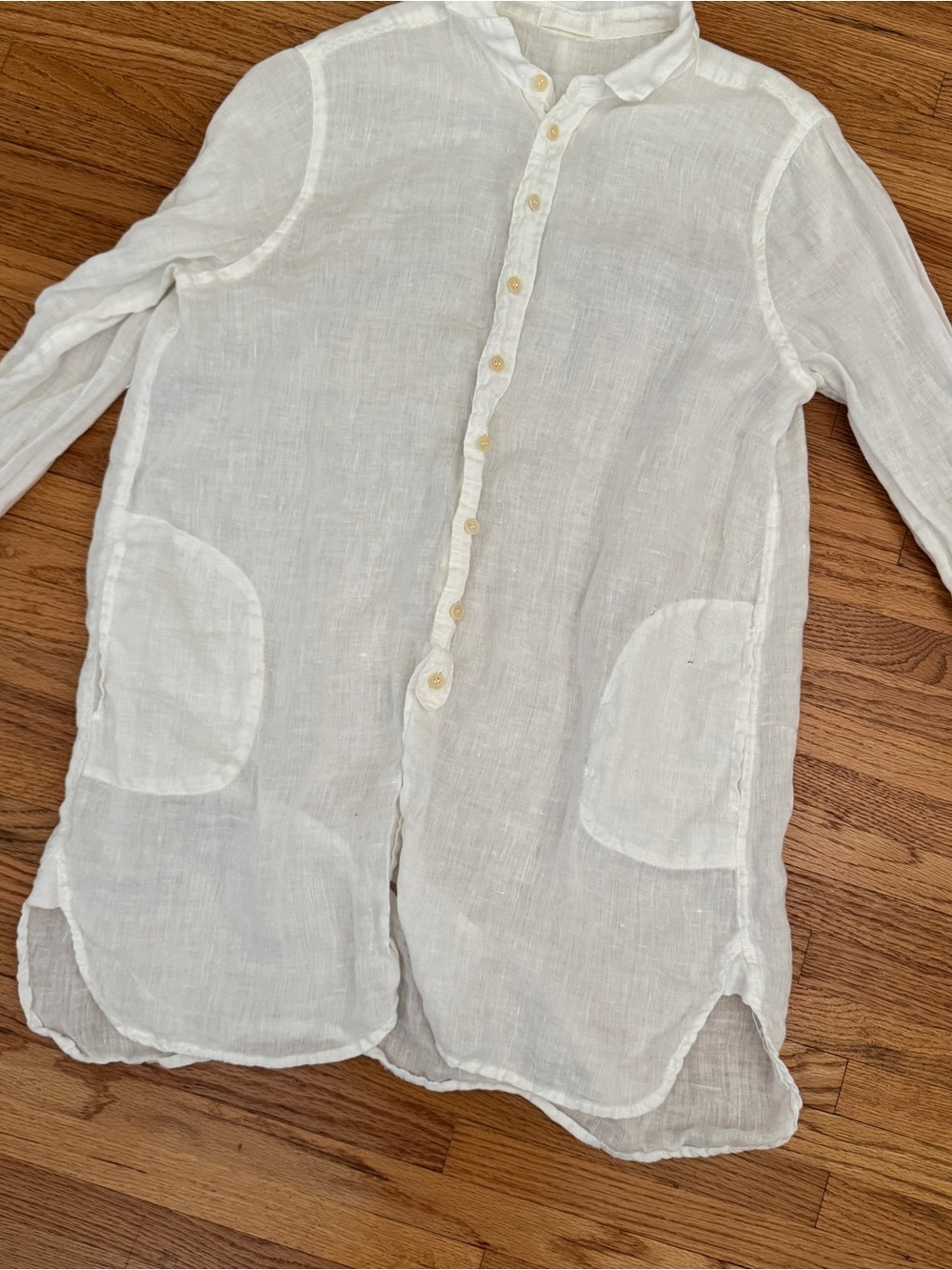 CP SHADES White Linen Button-Down Shirt with pockets
